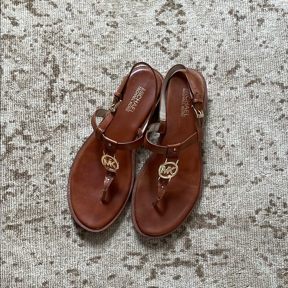 Michael Kors Sondra Logo Thong Sandal Brown  Size 9